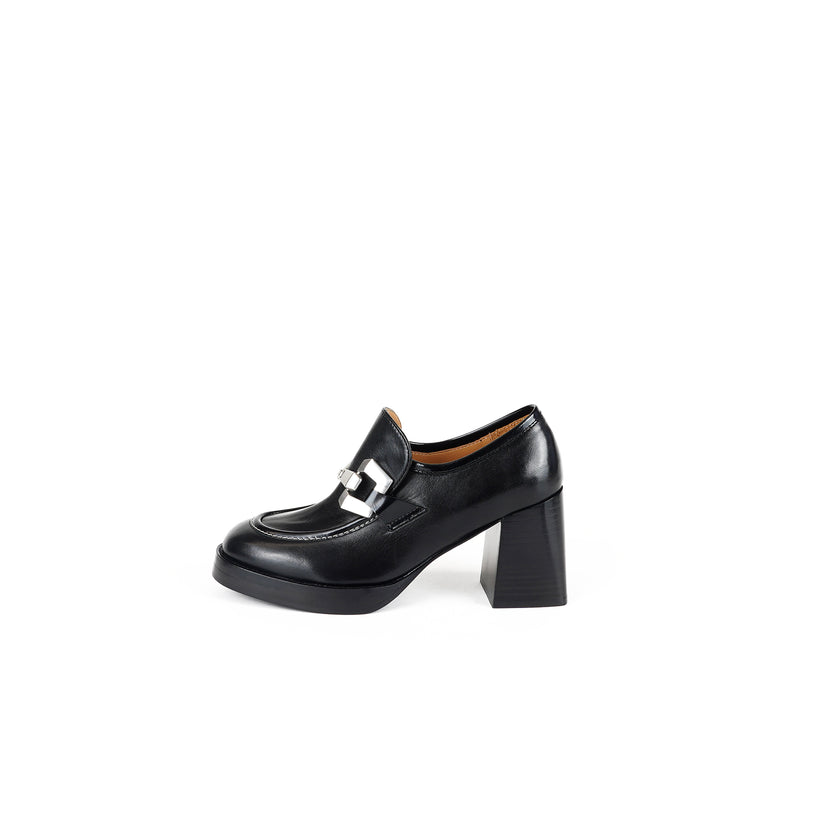 Viola Ricci Lya - Mocassino Con Tacco Nero