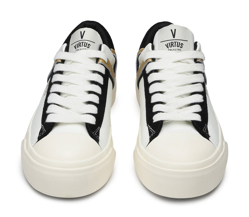VIRTUS PALESTRE Rubby Low Leather/suede Off White/black-gold