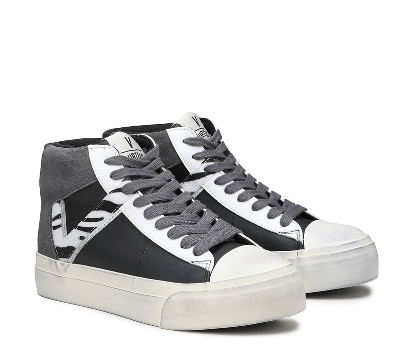 VIRTUS PALESTRE Rubby Mid Leather/suede Black/dk. Grey-zebra