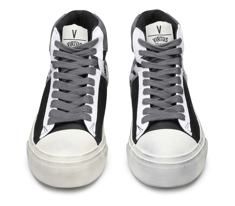 VIRTUS PALESTRE Rubby Mid Leather/suede Black/dk. Grey-zebra