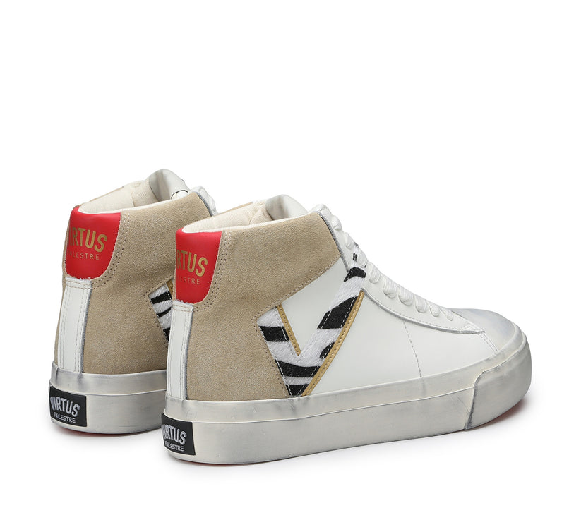 VIRTUS PALESTRE Rubby Mid Leather/suede Off White/sand-zebra