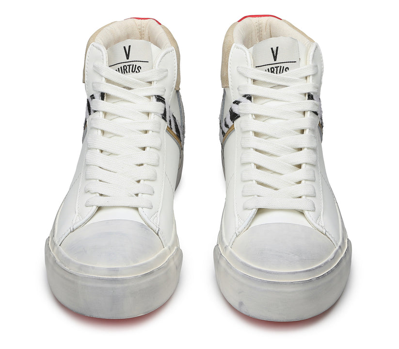 VIRTUS PALESTRE Rubby Mid Leather/suede Off White/sand-zebra