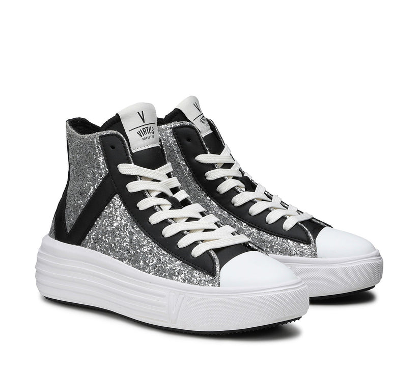 VIRTUS PALESTRE Venus Glitter/leather Silver/black
