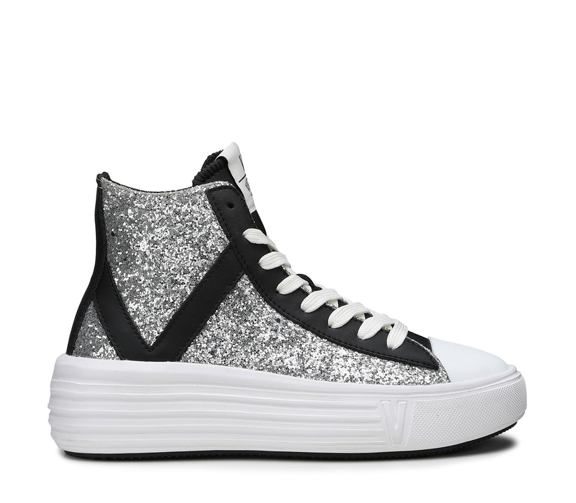 VIRTUS PALESTRE Venus Glitter/leather silver/black