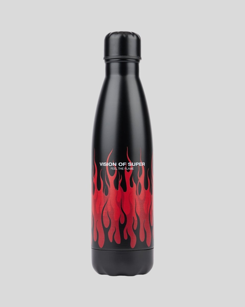 Vision Of Super BLACK BOTTLE WITH TRIPLE FLAMES AND LOGO PRINT