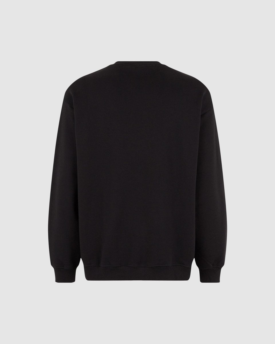 Vision Of Super BLACK CREWNECK WITH EMBROIDERED FLAMING HEART