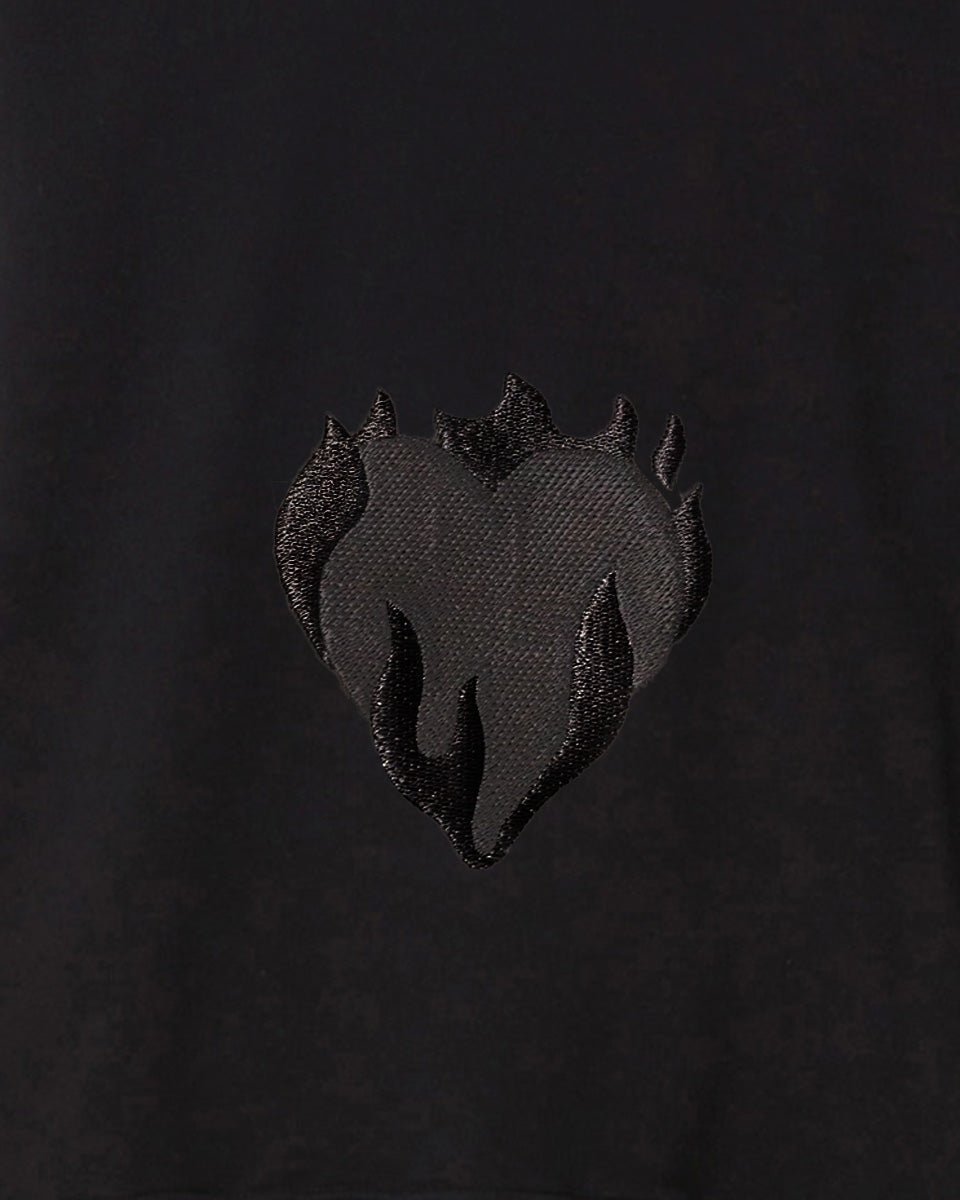 Vision Of Super BLACK CREWNECK WITH EMBROIDERED FLAMING HEART