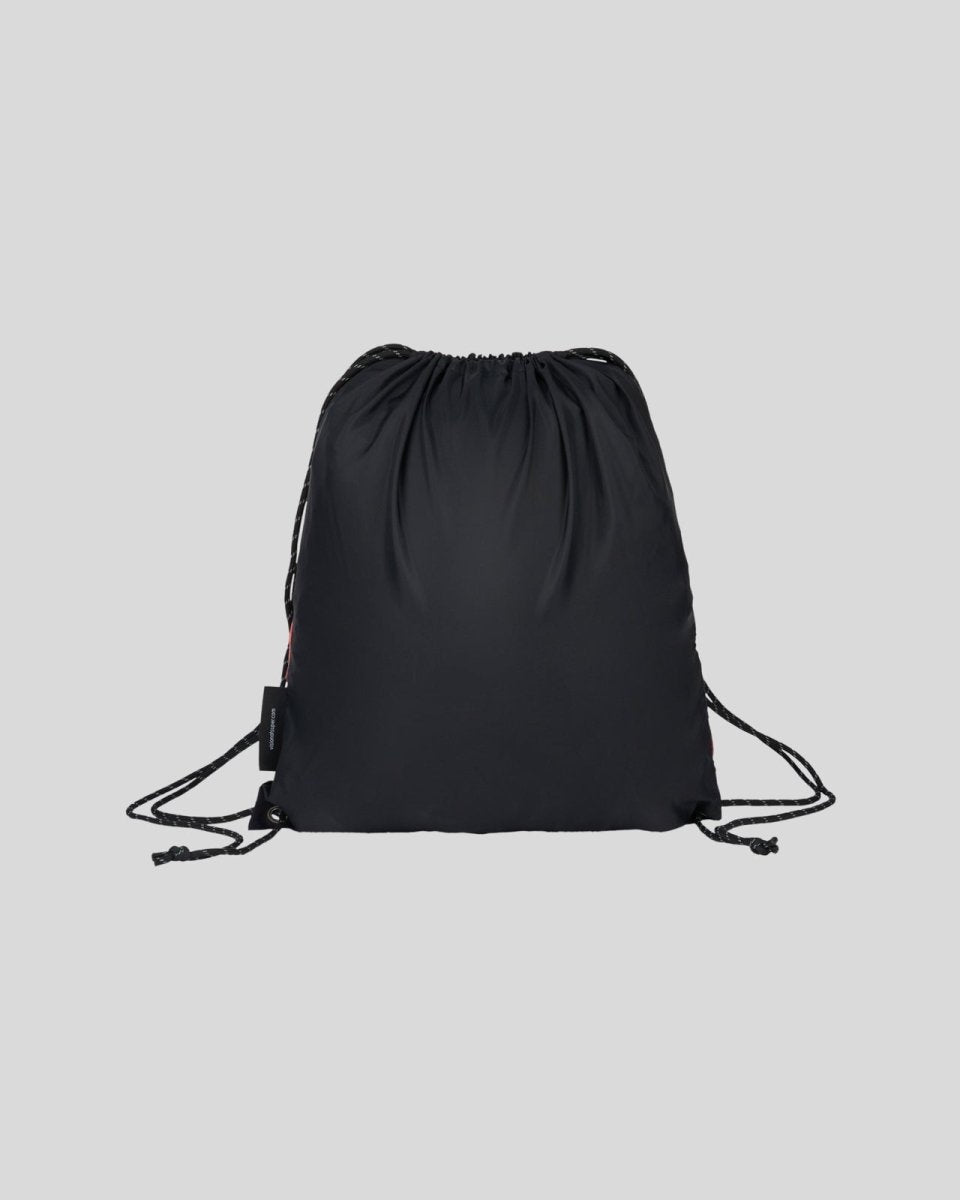 Vision Of Super BLACK DRAWSTRING BACKPACK WITH TRIPLE FLAMES AND LOGO PRINT