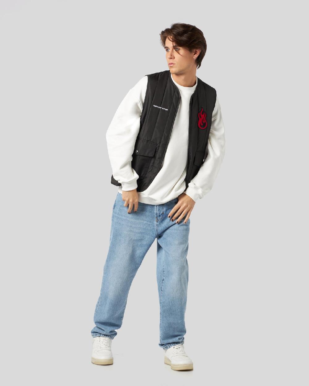 Vision Of Super BLACK GILET WITH VOS GRAPHICS PATCHES AND LOGO