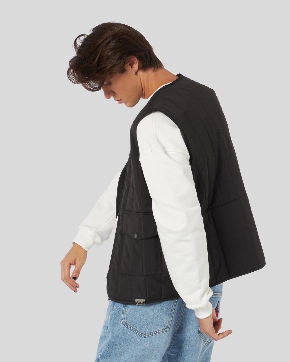 Vision Of Super BLACK GILET WITH VOS GRAPHICS PATCHES AND LOGO