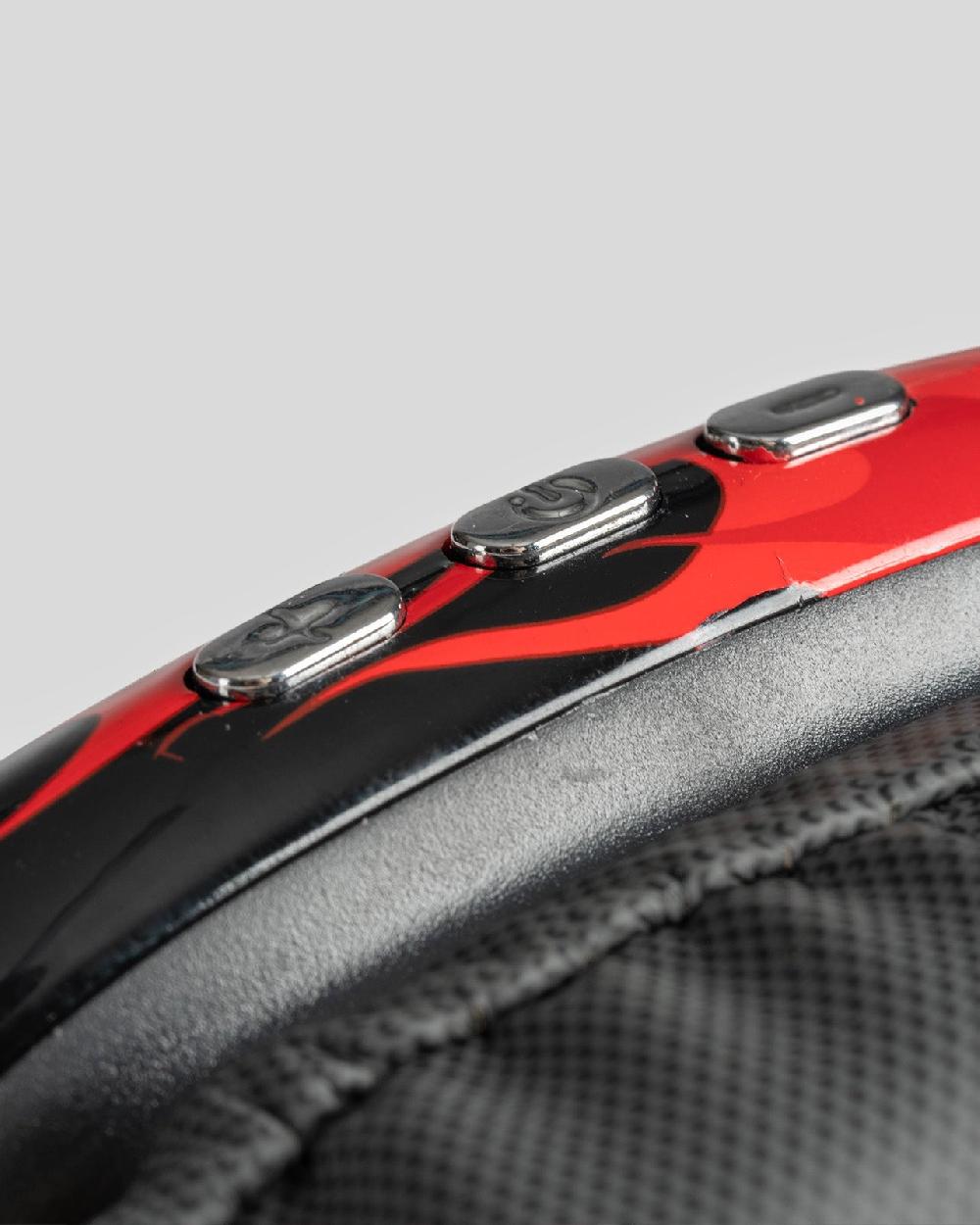 Vision Of Super BLACK HEADPHONES WITH RED FLAMES AND WHITE LOGO