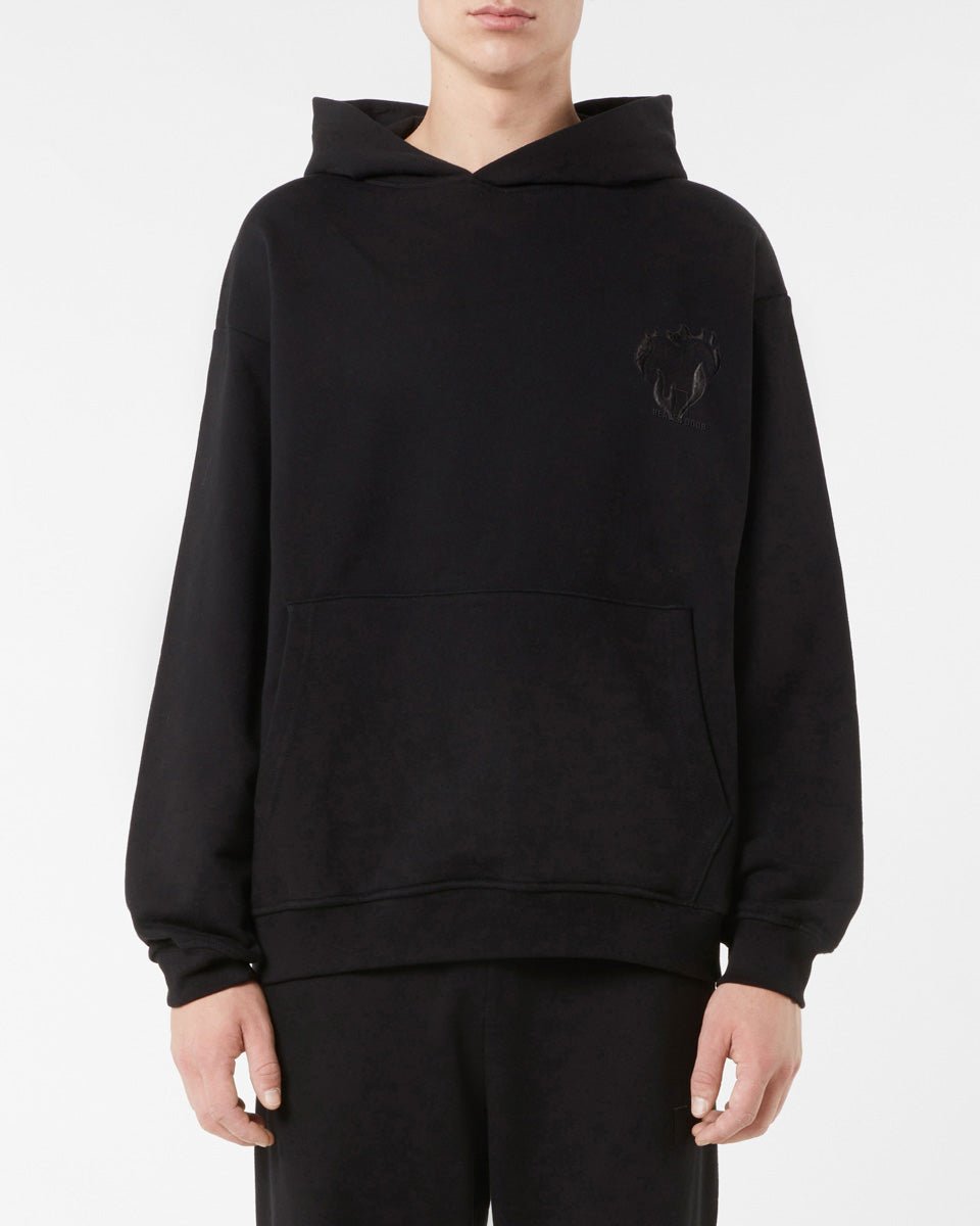 Vision Of Super BLACK HOODIE WITH EMBROIDERED FLAMING HEART