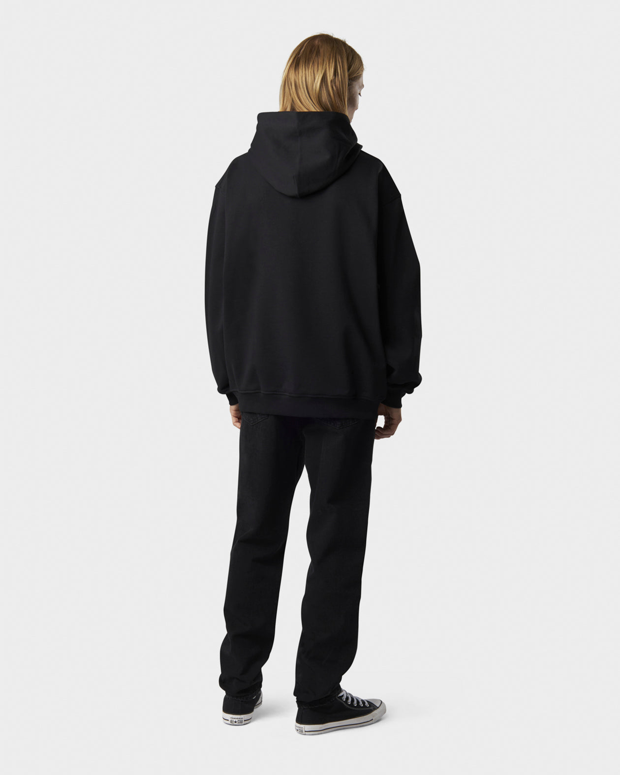 Vision Of Super BLACK HOODIE WITH HEARTBEAT PRINT ON FRONT AND METAL LABEL AND BUTTON