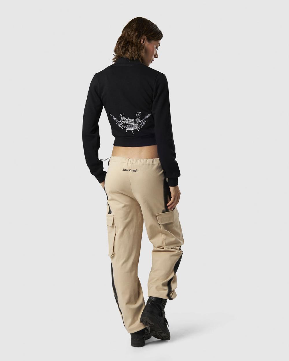 Vision Of Super BLACK LONGSLEEVE ZIP WITH EMBROIDERED LOGO ON FRONT AND EMBROIDERED TRIBAL GRAPHIC ON BACK