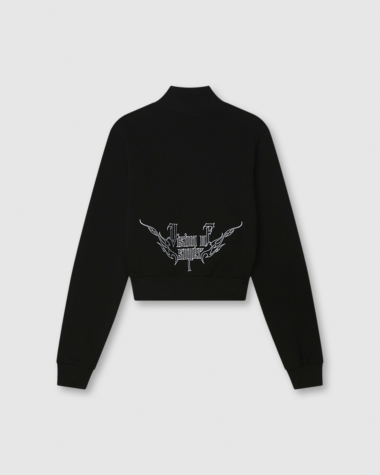 Vision Of Super BLACK LONGSLEEVE ZIP WITH EMBROIDERED LOGO ON FRONT AND EMBROIDERED TRIBAL GRAPHIC ON BACK