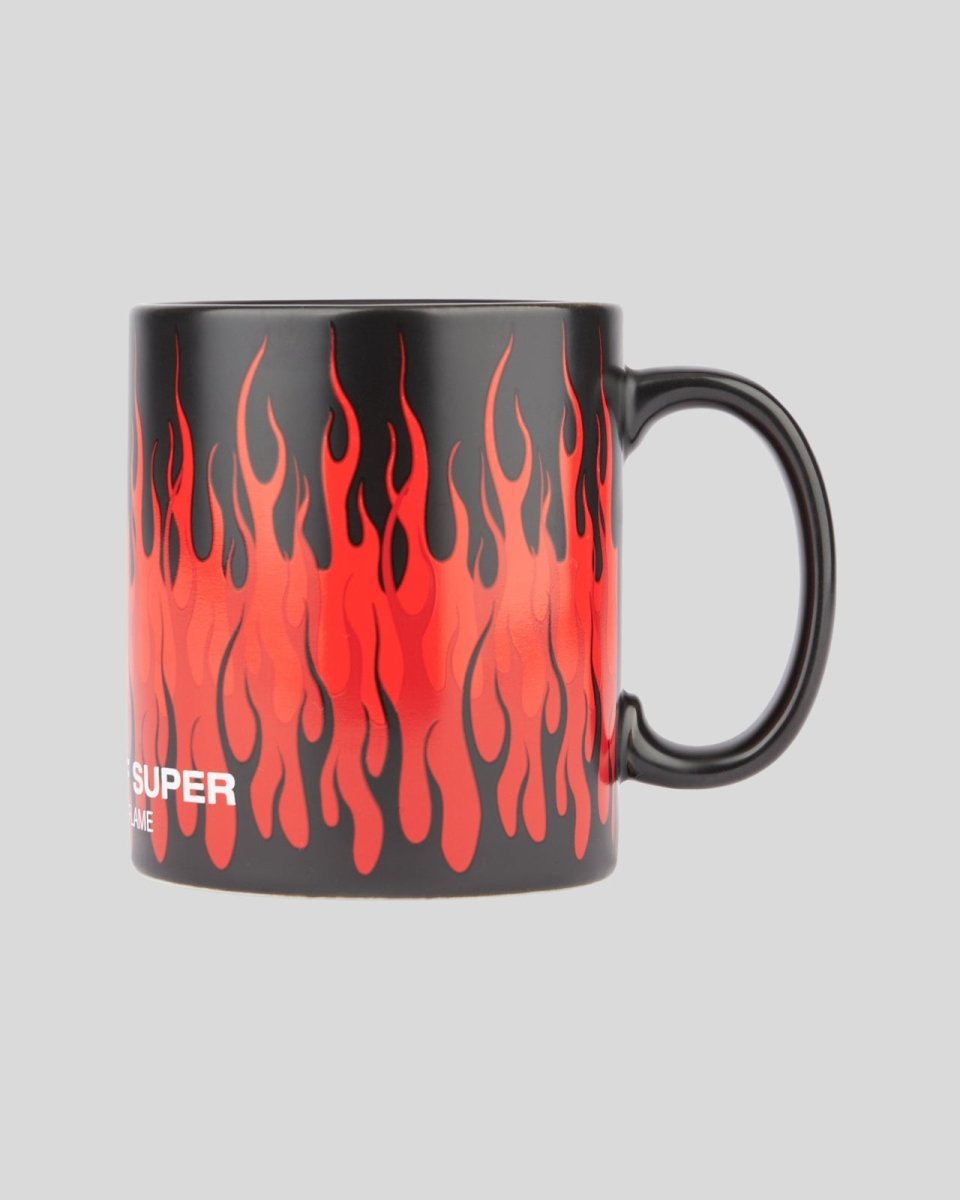 Vision Of Super BLACK MUG WITH TRIPLE FLAMES AND LOGO PRINT