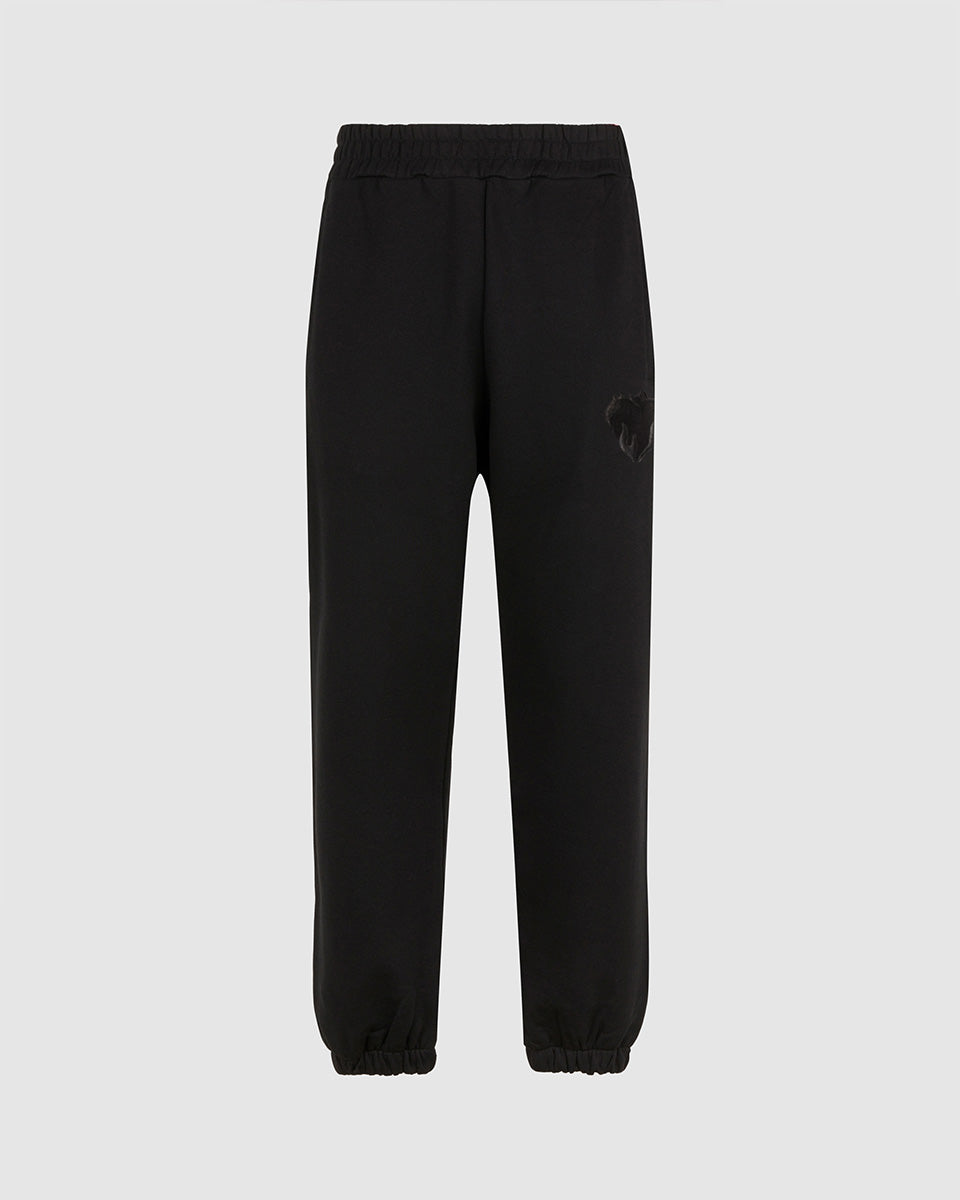 Vision Of Super BLACK PANTS WITH EMBROIDERED FLAMING HEART