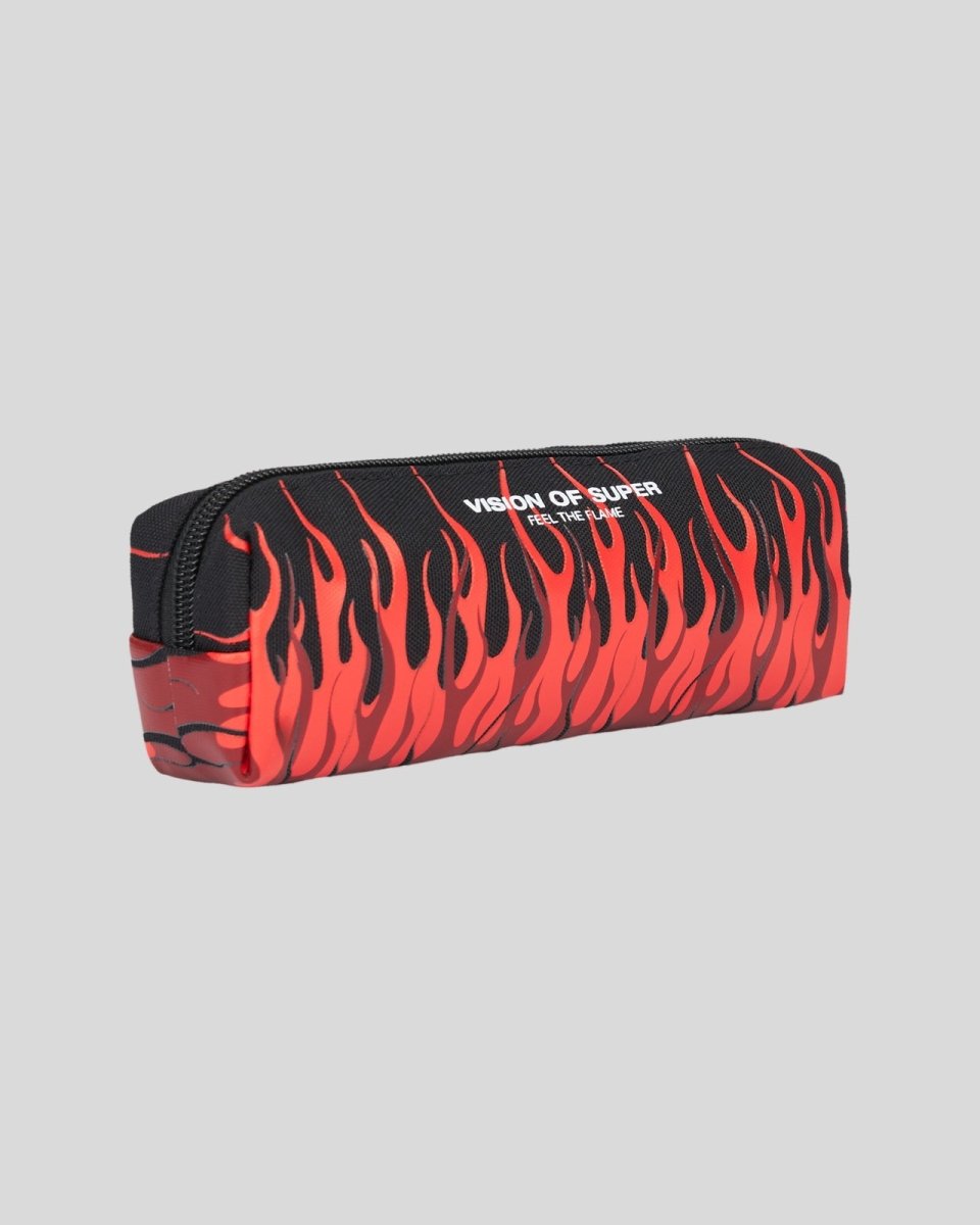 Vision Of Super BLACK PENCIL CASE WITH TRIPLE FLAMES AND LOGO