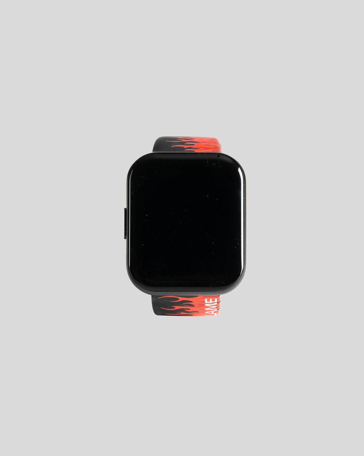 Vision Of Super BLACK SMARTWATCH WITH RED FLAMES AND WHITE LOGO