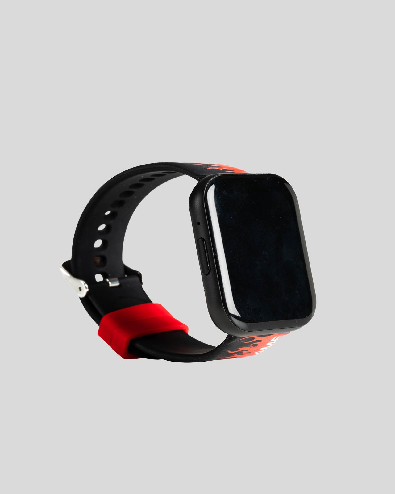 Vision Of Super BLACK SMARTWATCH WITH RED FLAMES AND WHITE LOGO