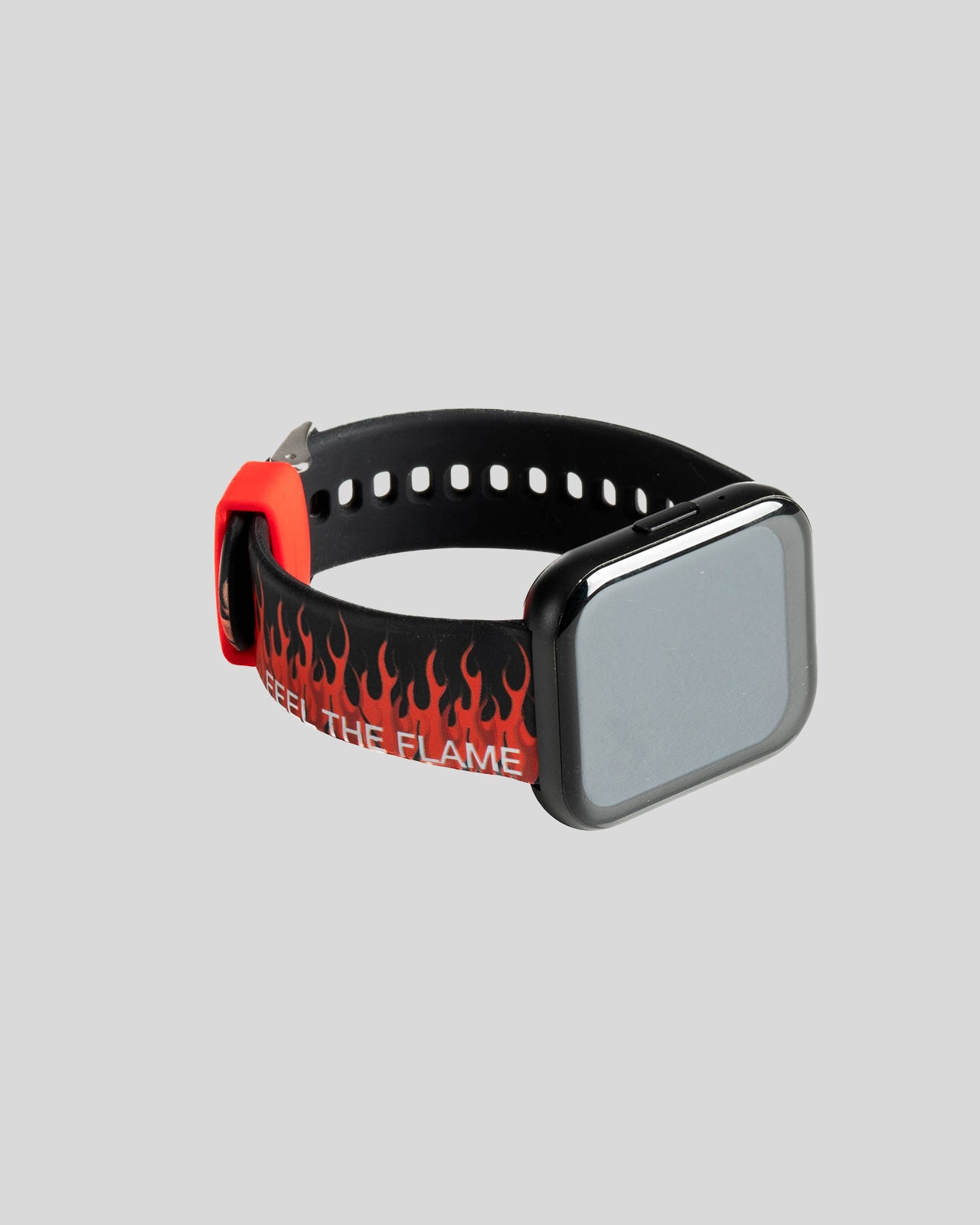Vision Of Super BLACK SMARTWATCH WITH RED FLAMES AND WHITE LOGO