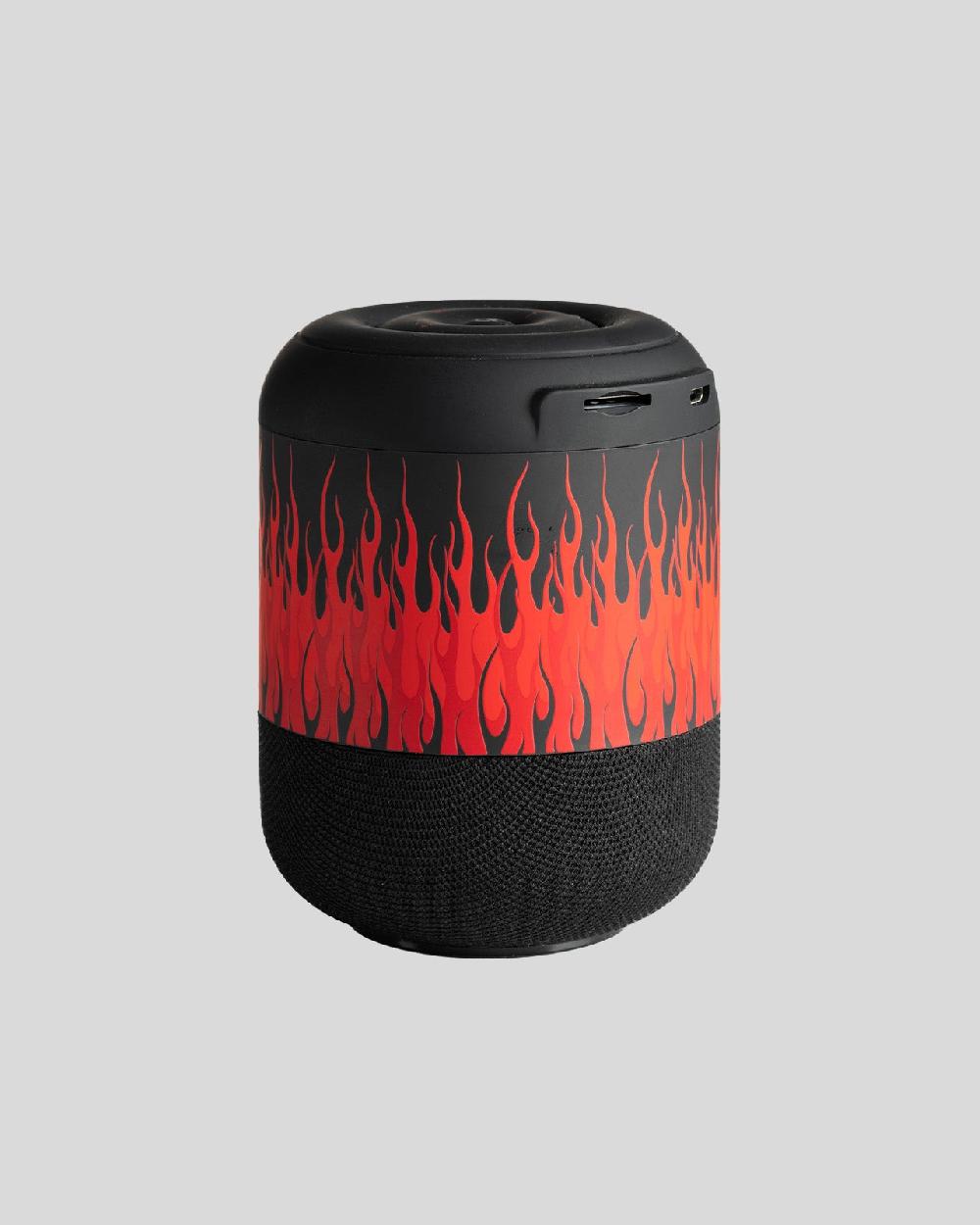 Vision Of Super BLACK SPEAKER WITH RED FLAMES AND WHITE LOGO