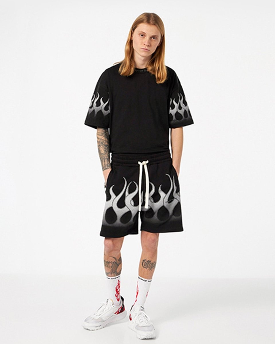 Vision Of Super BLACK T-SHIRT WITH LIGHT GREY FLAMES