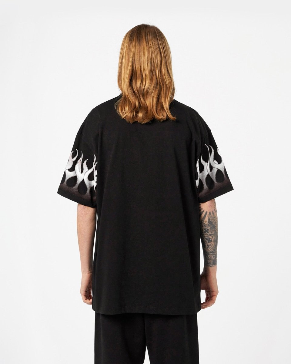 Vision Of Super BLACK T-SHIRT WITH LIGHT GREY FLAMES
