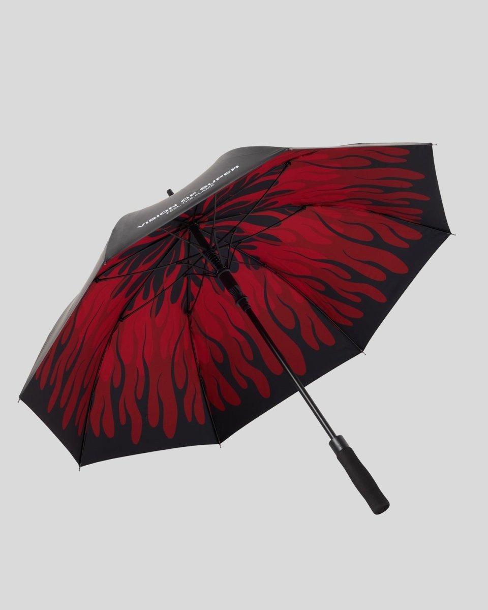 Vision Of Super BLACK UMBRELLA WITH TRIPLE FLAMES AND LOGO PRINT