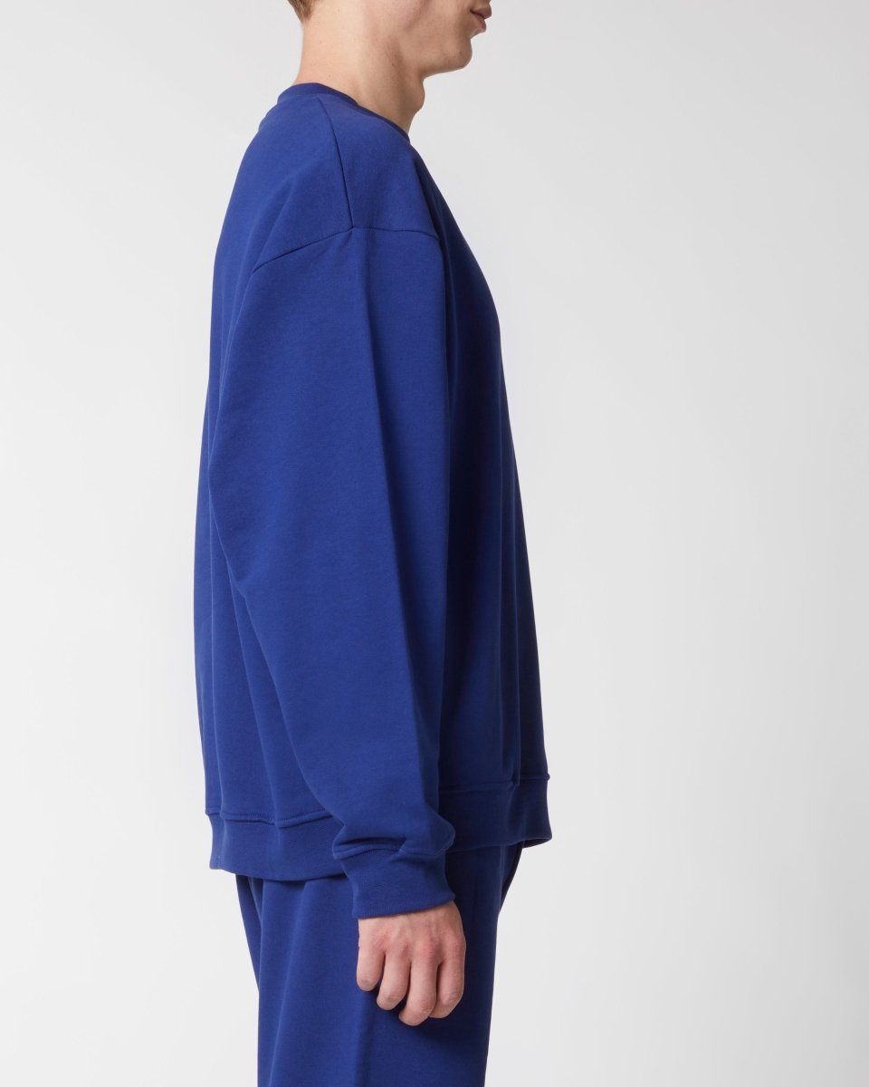 Vision Of Super BLUE CREWNECK WITH EMBROIDERED FLAMING HEART