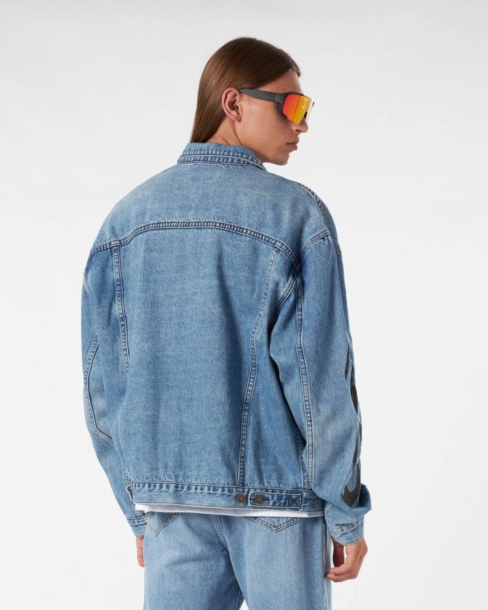 Vision Of Super BLUE DENIM JACKET WITH BLACK TRIBAL FLAMES