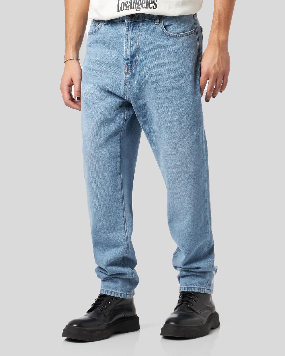 Vision Of Super BLUE DENIM JEANS WITH PRINTED FLAMES AND LOGO