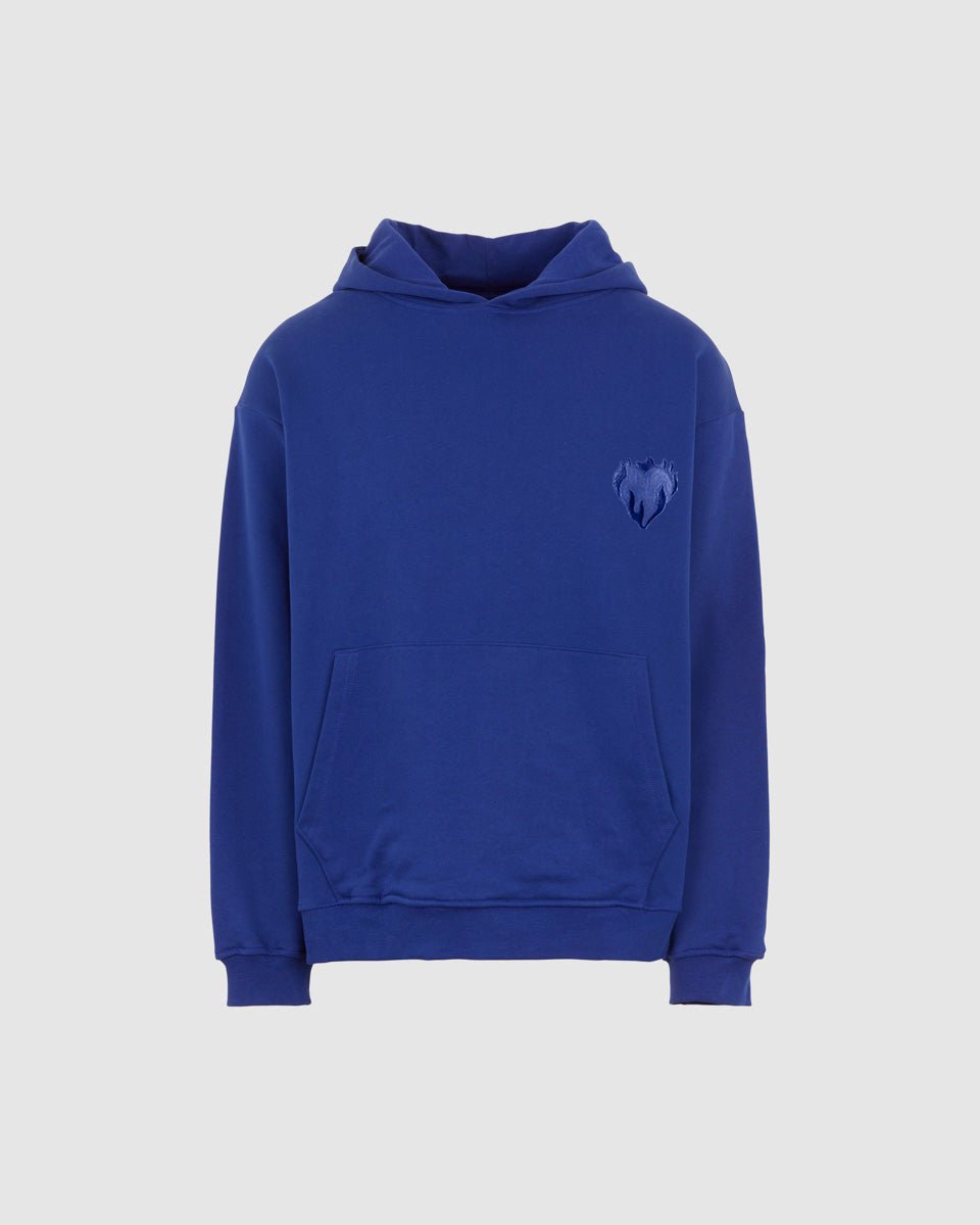 Vision Of Super BLUE HOODIE WITH EMBROIDERED FLAMING HEART Vision Of Super BLUE HOODIE WITH EMBROIDERED FLAMING HEART