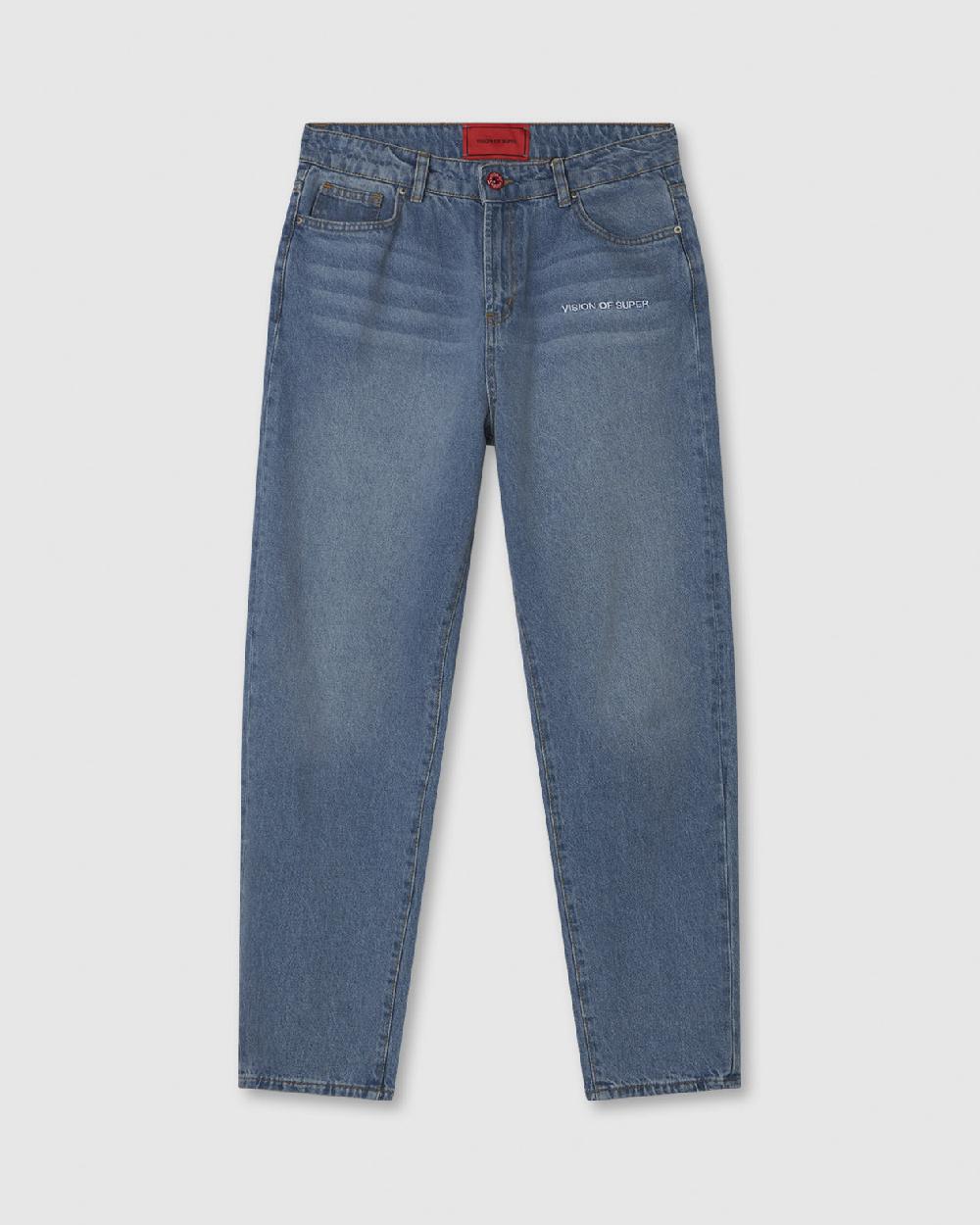 Vision Of Super BLUE JEANS WITH WHITE EMBROIDERED LOGO ON FRONT Vision Of Super BLUE JEANS WITH WHITE EMBROIDERED LOGO ON FRONT