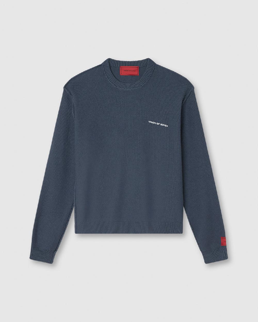 Vision Of Super BLUE JUMPER WITH WHITE PRINT VOS MILANO ON BACK AND PRINTED LOGO ON FRONT