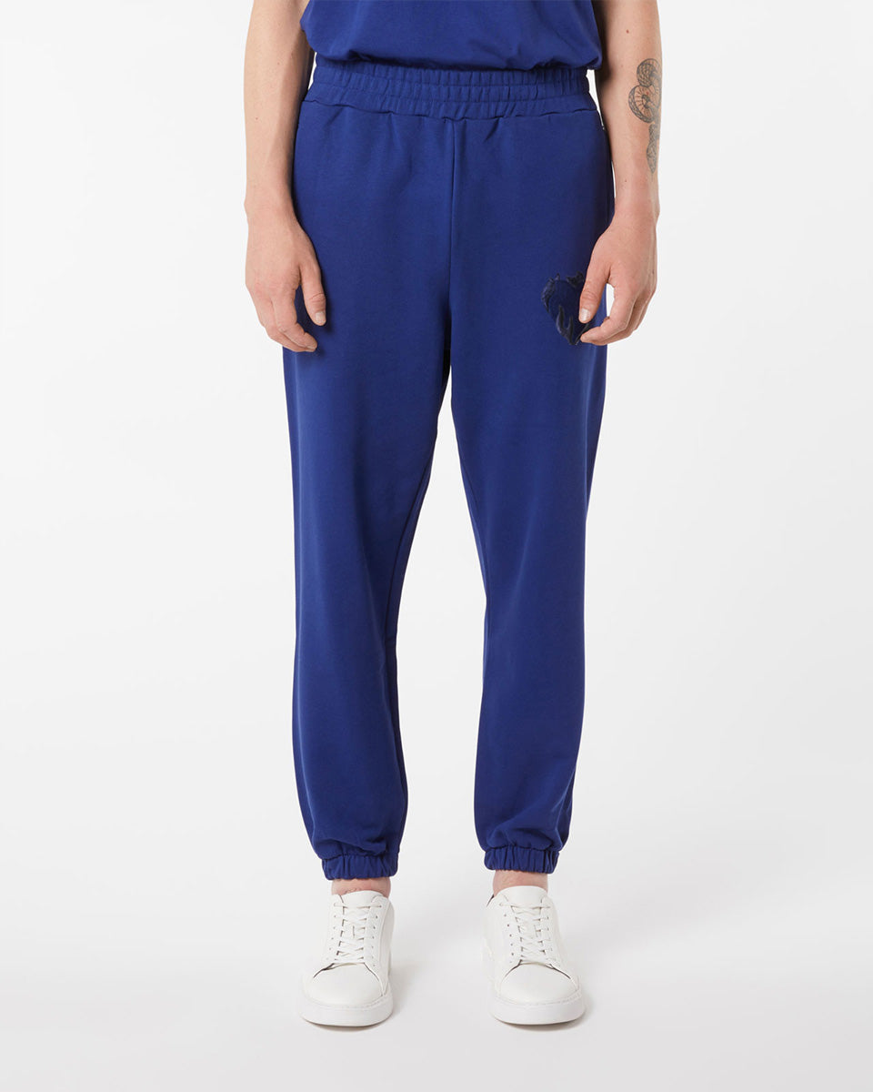 Vision Of Super BLUE PANTS WITH EMBROIDERED FLAMING HEART