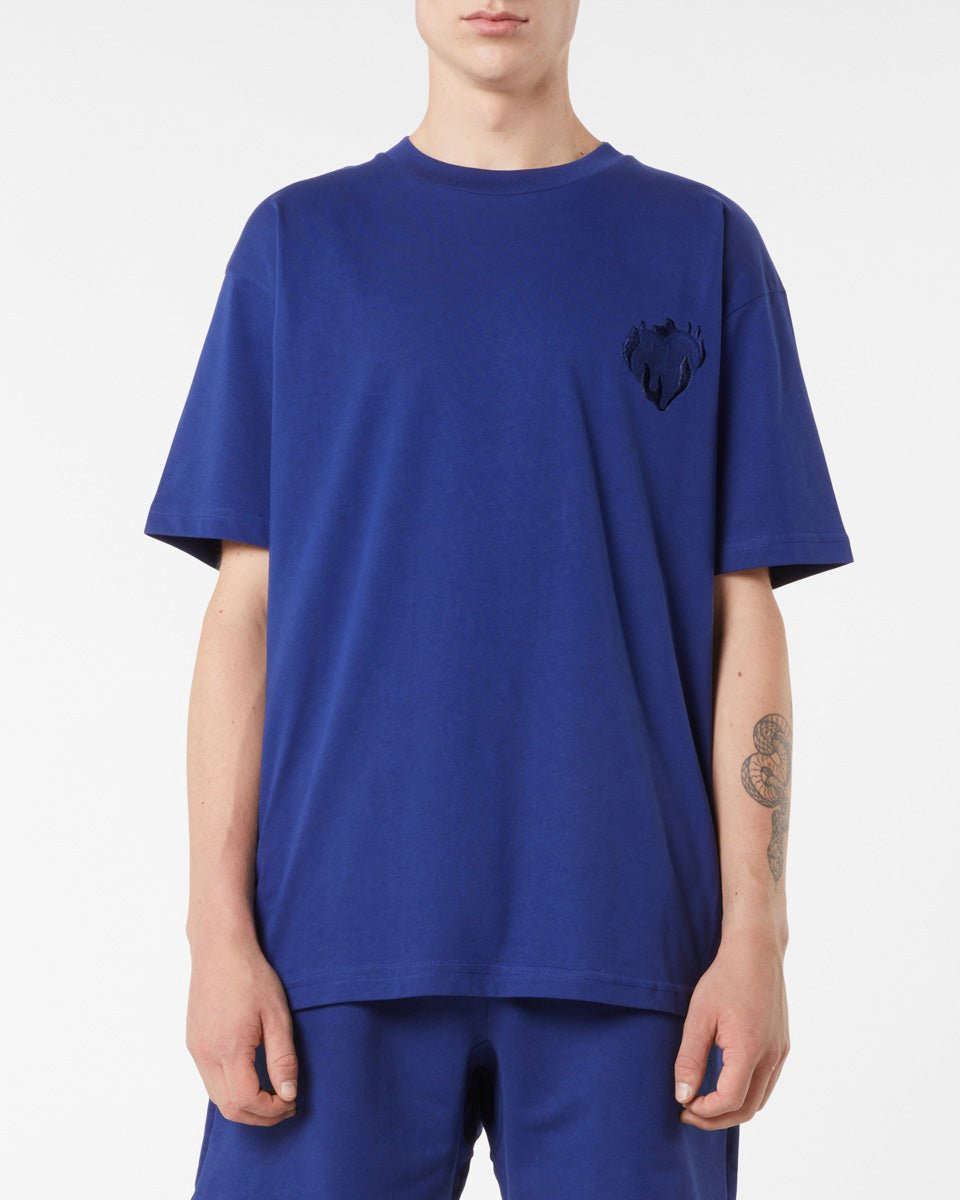 Vision Of Super BLUE T-SHIRT WITH EMBROIDERED FLAMING HEART