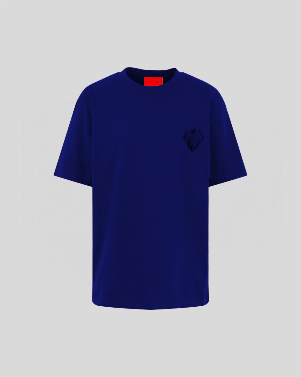 Vision Of Super BLUE T-SHIRT WITH EMBROIDERED FLAMING HEART
