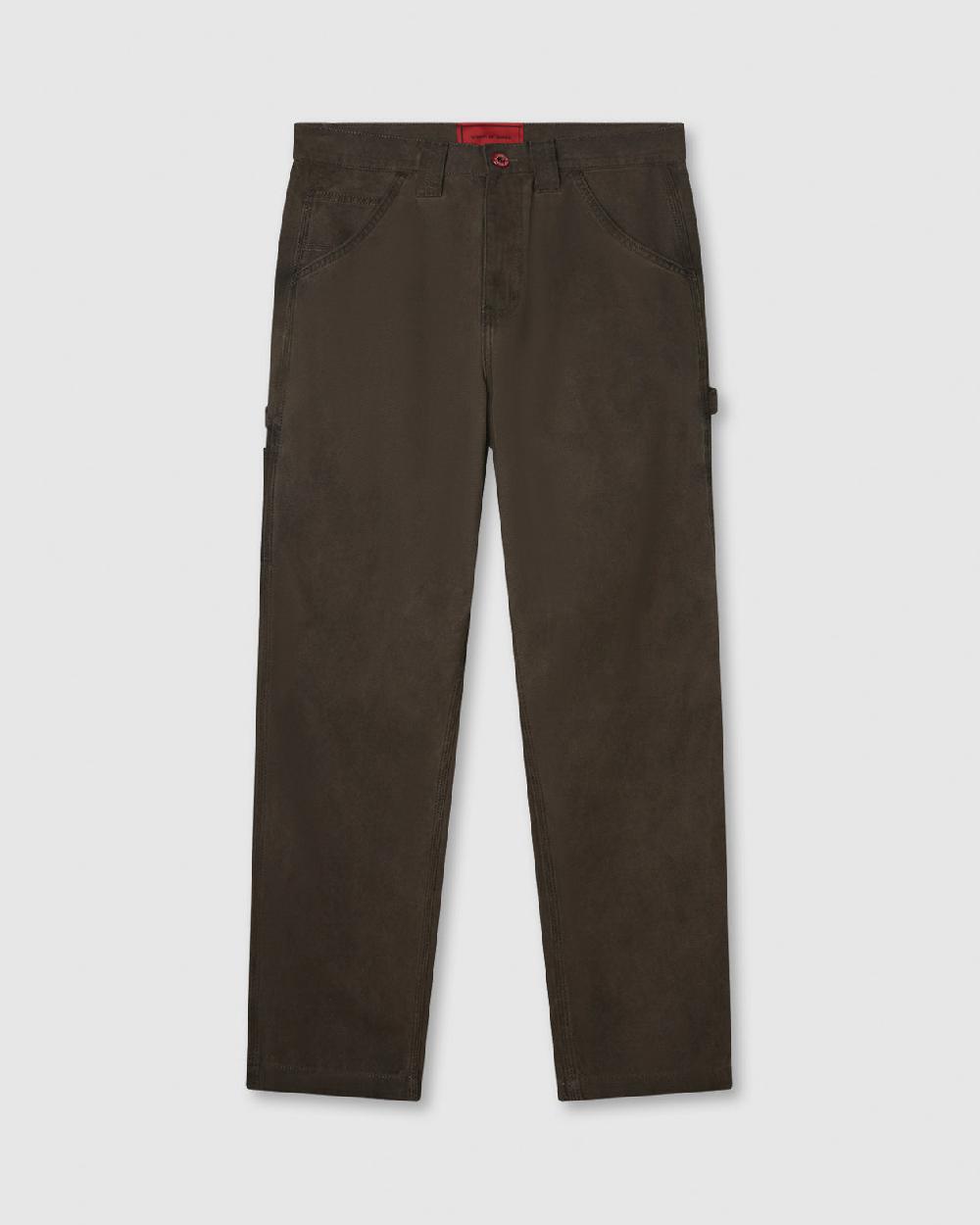 Vision Of Super BROWN WASHED DENIM WITH EMBROIDERED FLAMES ON POCKET AND RED LABEL