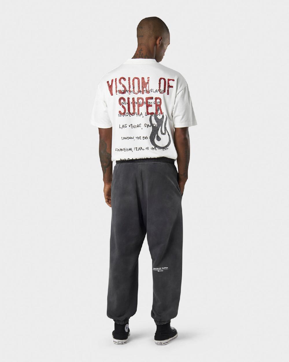 Vision Of Super COLD WASH PANTS WITH RED FLAME METAL LABEL AND PRINTED LOGO