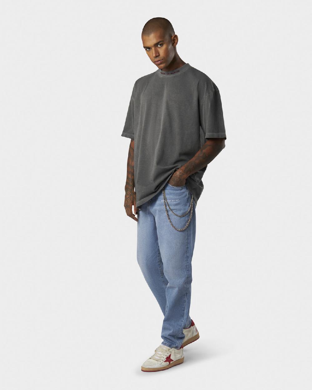 Vision Of Super COLD WASH T-SHIRT WITH COLORS FEEL ROCK SKULL PRINT ON BACK AND EMBROIDERED LOGO ON FRONT