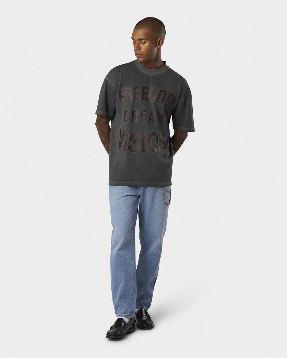 Vision Of Super COLD WASH T-SHIRT WITH FREEDOM PRINT ON FRONT AND METAL LABEL