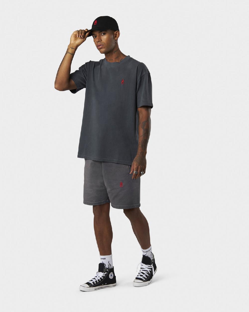 Vision Of Super COLD WASH T-SHIRT WITH RED EMBROIDERED FLAMEAND PRINTED LOGO