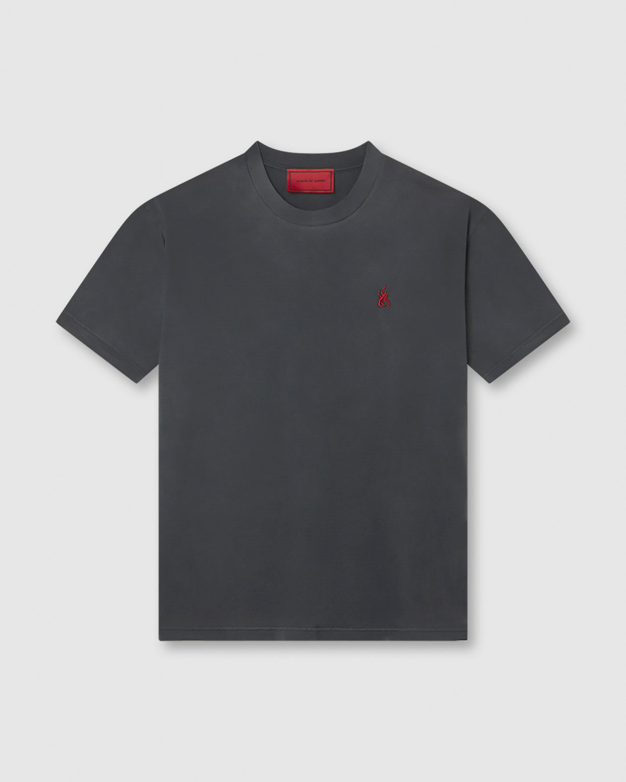 Vision Of Super COLD WASH T-SHIRT WITH RED EMBROIDERED FLAMEAND PRINTED LOGO