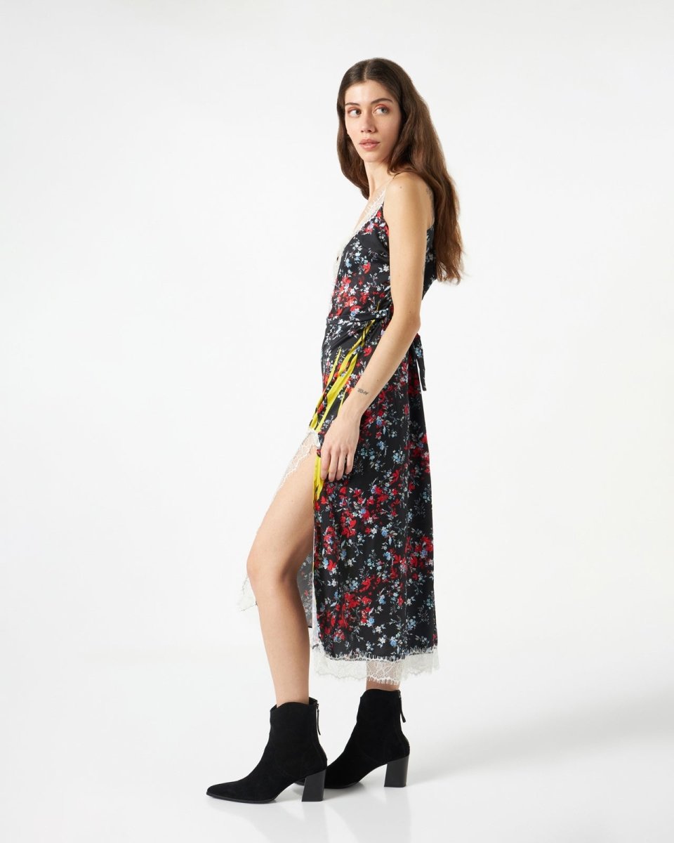 Vision Of Super FINE BLACK DRESS WITH YELLOW FLAMES