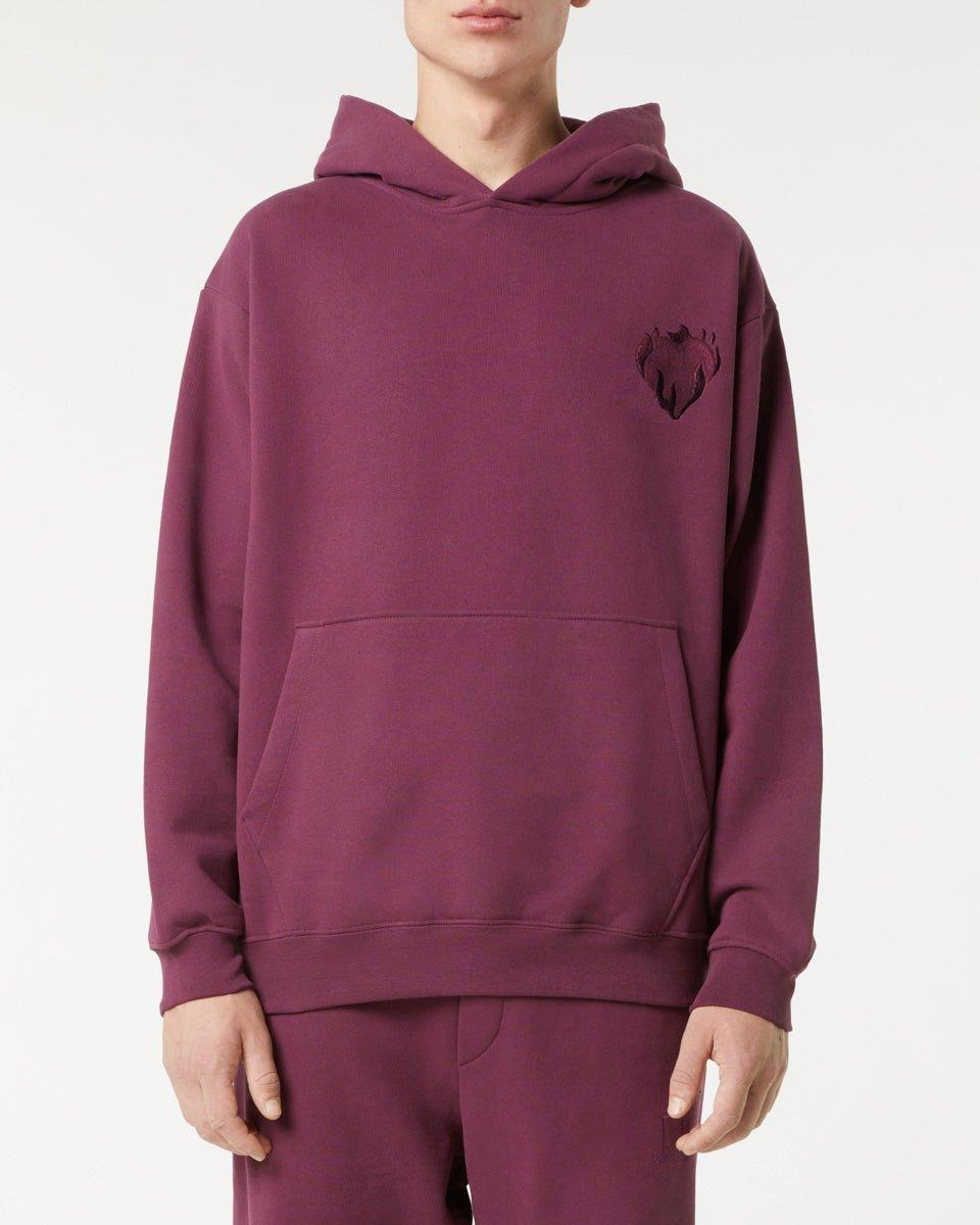 Vision Of Super GRAPE WINE HOODIE WITH EMBROIDERED FLAMING HEART