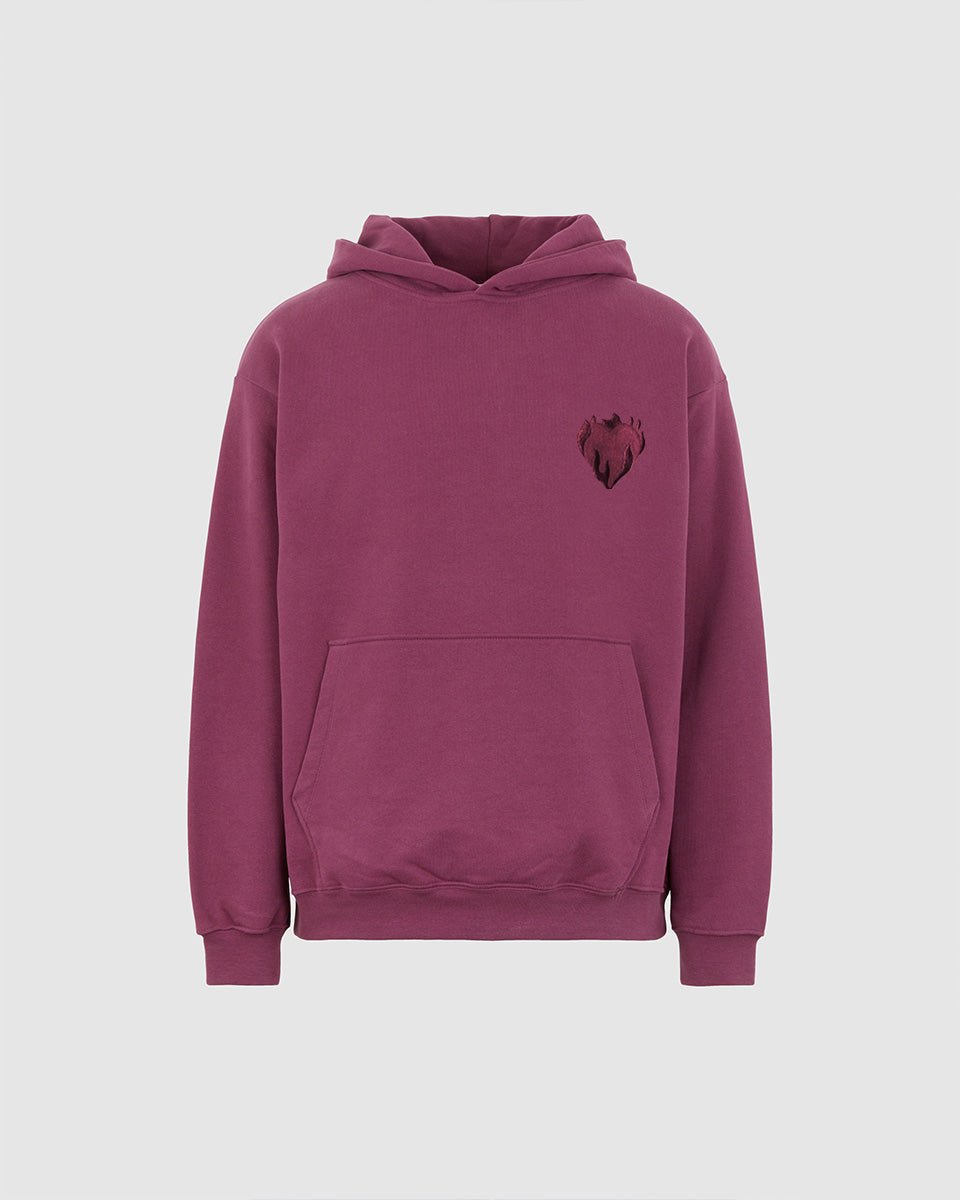 Vision Of Super GRAPE WINE HOODIE WITH EMBROIDERED FLAMING HEART