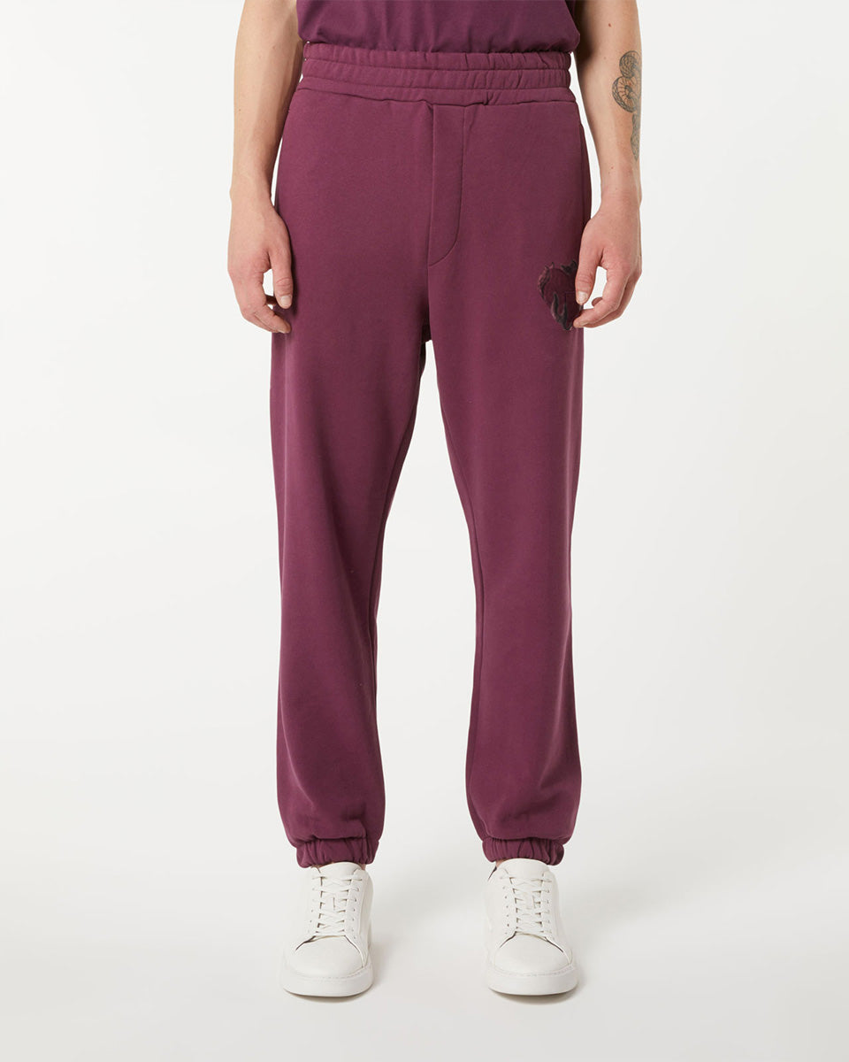 Vision Of Super GRAPE WINE PANTS WITH EMBROIDERED FLAMING HEART