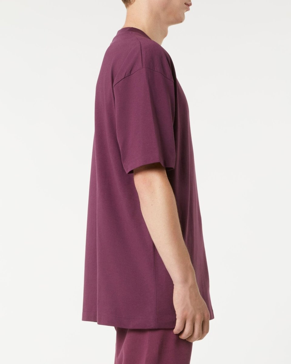 Vision Of Super GRAPE WINE T-SHIRT WITH EMBROIDERED FLAMING HEART