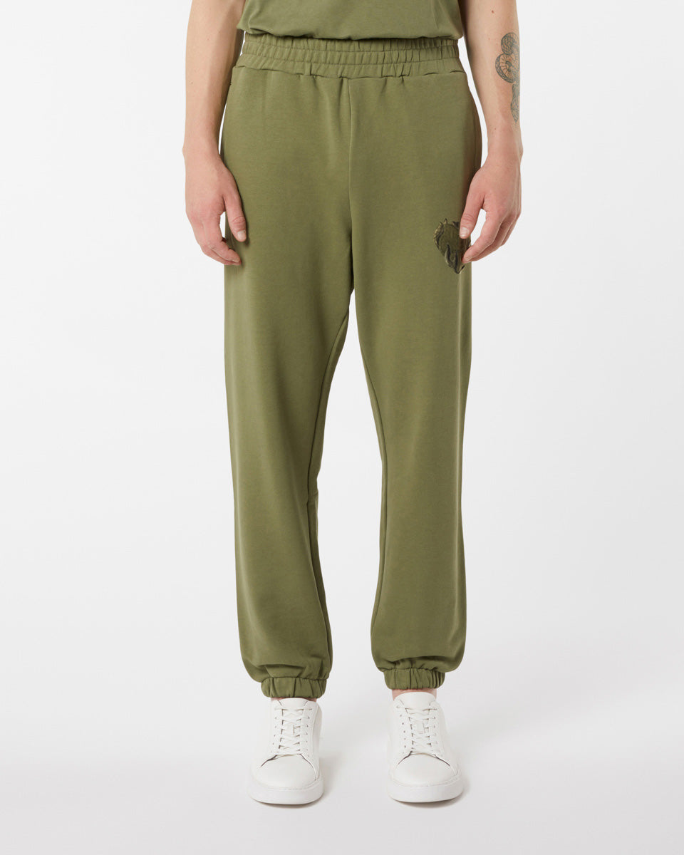 Vision Of Super GREEN PANTS WITH EMBROIDERED FLAMING HEART